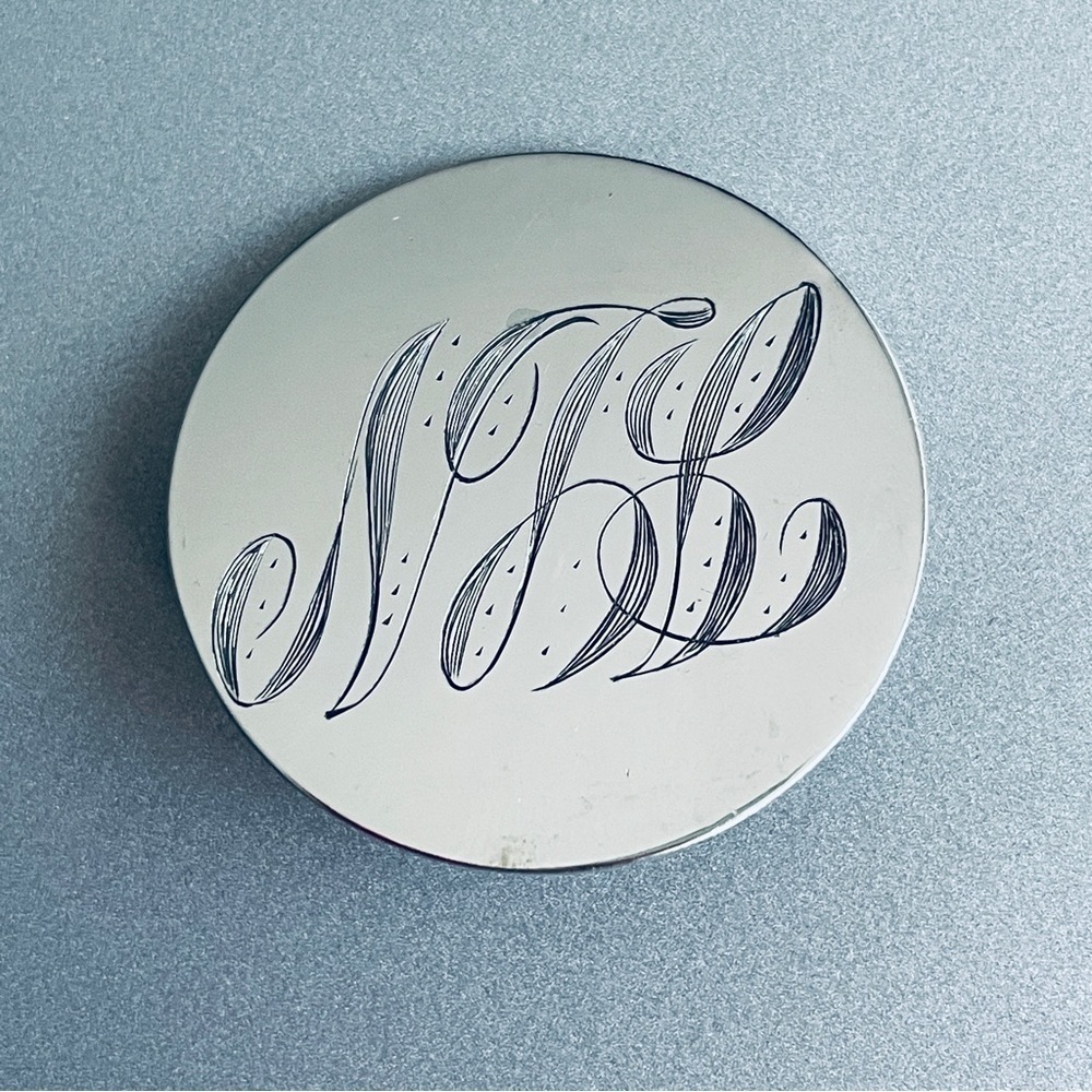 Vintage Initials Monogrammed Sterling Silver Round Brooch Pin